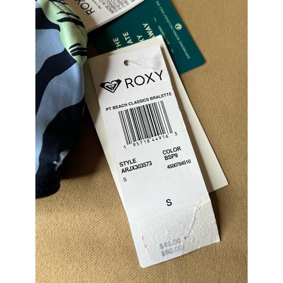 Roxy Elongated Triangle Bikini Top Mood Indigo Seaside Tropics S NWT - Picture 5 of 5